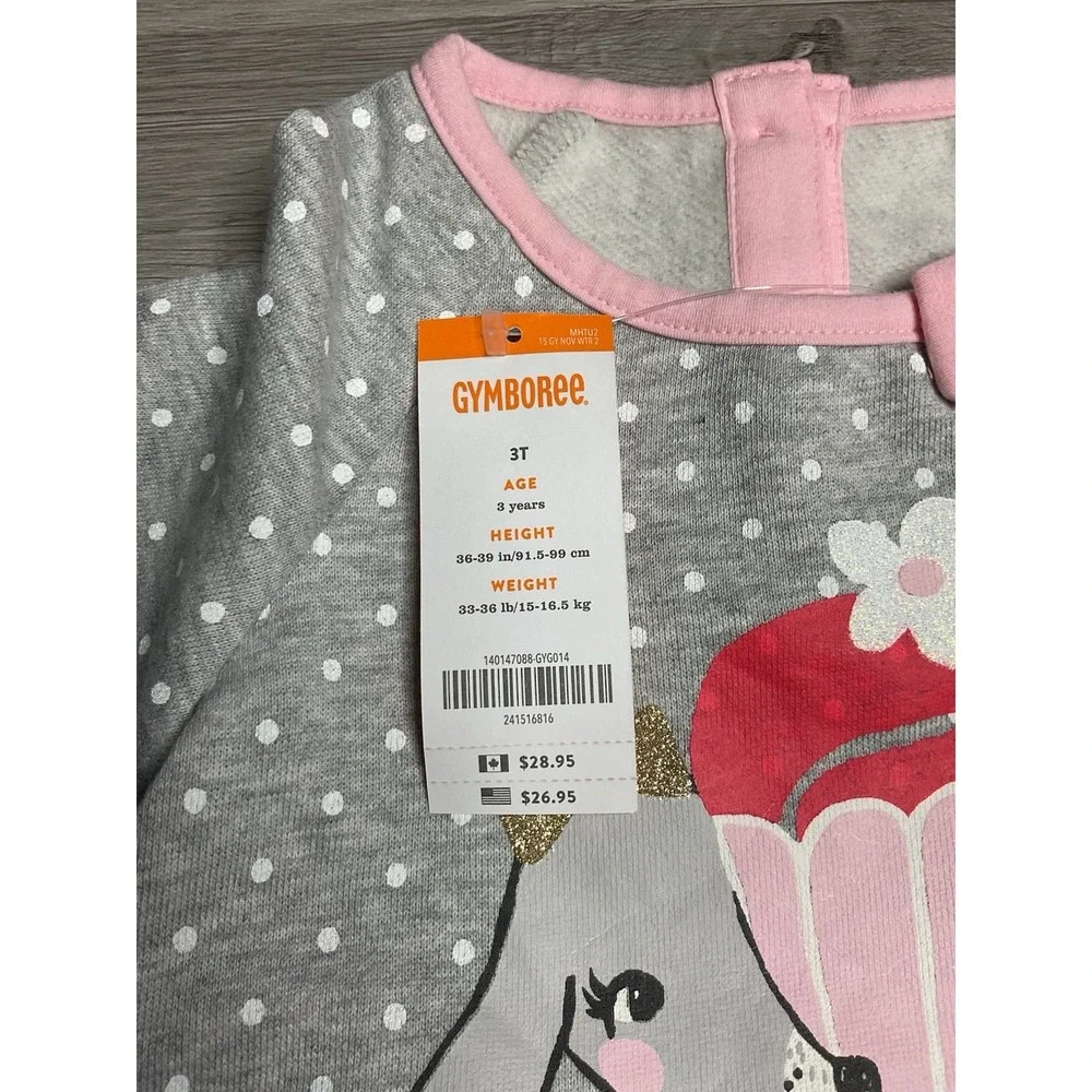 Gymboree Mix N Match Polka Dot Puppy Cupcake Fleece Lined Dress Size 3T NWT‎